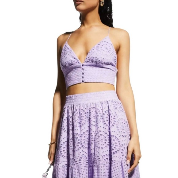 NWT Alice + olivia Adelaide Purple Crop Top size 6 reg $195 - Picture 1 of 10